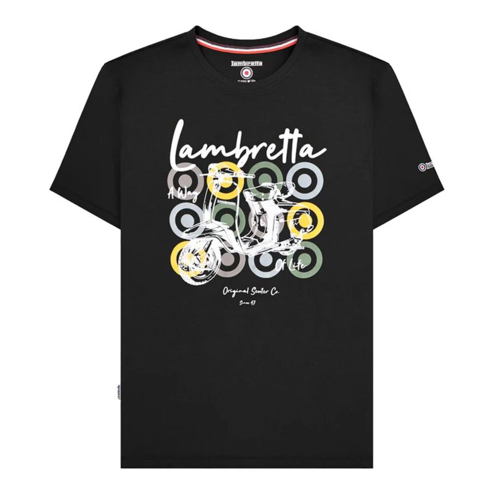 Lambretta Mens Scooter Brand Big & Tall T-Shirt / Black